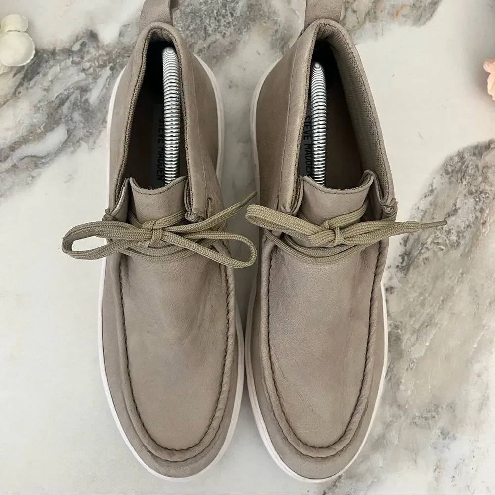 STEVE MADDEN Willis High-Top Chukka Sneaker in Taupe Leather Size 12